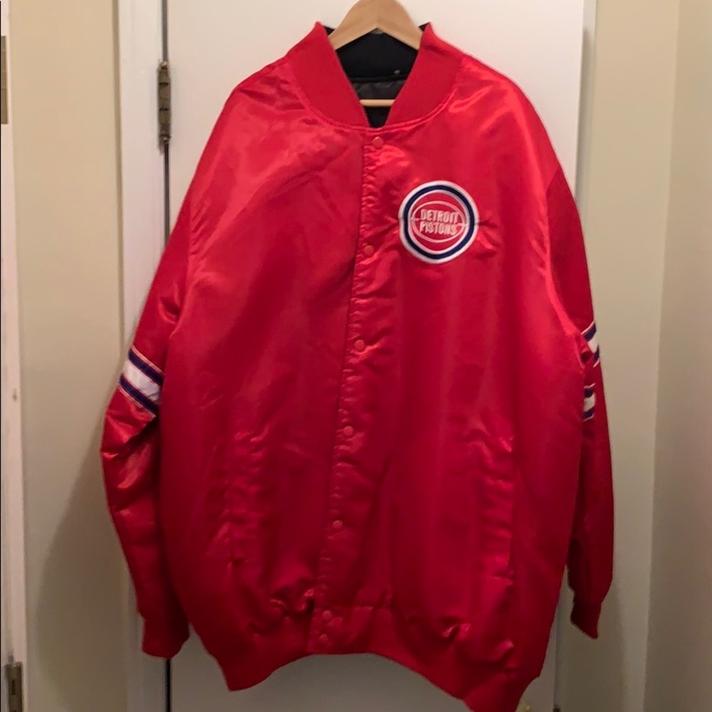 Mens Detroit Pistons Starter Varsity Satin Jacket